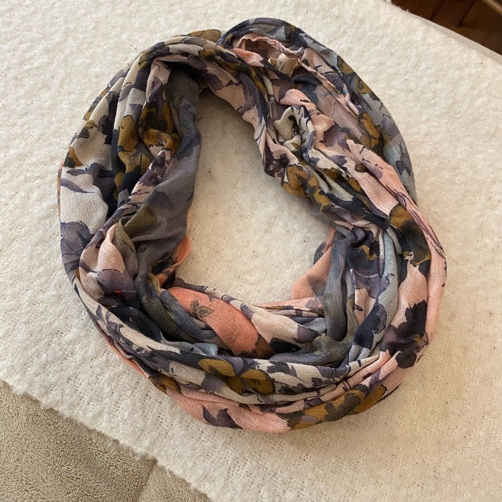 Floral Infinity Scarf - Pink and Blue